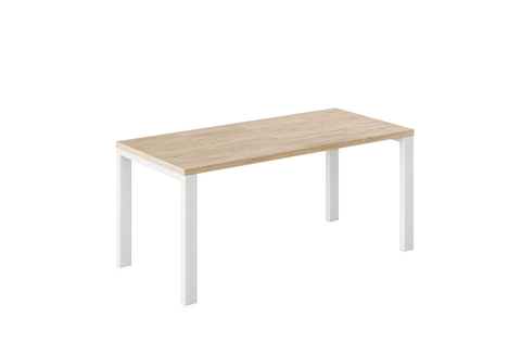 Ausziehbarer Esstisch Garant 80-170 x 80 cm für 2 4 6 Personen, Eiche Cremona, Metallgestell Weiß matt, Bild 3