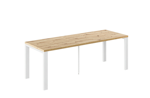Ausziehbarer Esstisch Garant 80-215 x 80 cm für 2 4 6 8 Personen, Eiche Artisan, Metallgestell Weiß matt, Bild 3