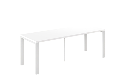 Ausziehbarer Esstisch Garant 80-215 x 80 cm für 2 4 6 8 Personen, Weiß Hochglanz, Metallgestell Weiß matt, Bild 3