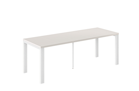 Ausziehbarer Esstisch Garant 80-215 x 80 cm für 2 4 6 8 Personen, Kaschmir, Metallgestell Weiß matt, Bild 3