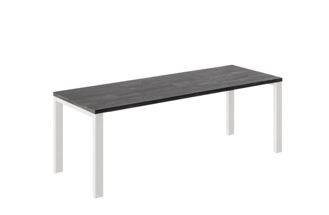 Ausziehbarer Esstisch Garant 130-220 x 80 cm für 4 6 8 Personen, Beton Dunkel, Metallgestell Weiß matt, Bild 3