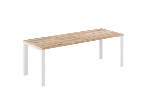 Ausziehbarer Esstisch Garant 130-220 x 80 cm für 4 6 8 Personen, Eiche Evoke, Metallgestell Weiß matt, Bild 3