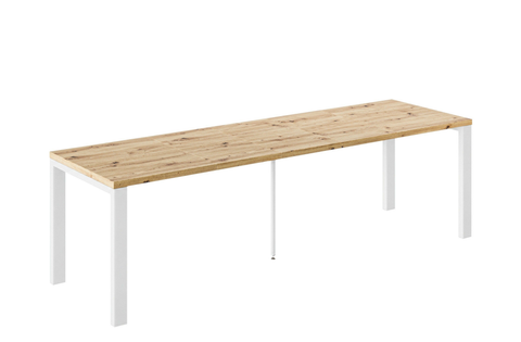 Ausziehbarer Esstisch Garant 130-265 x 80 cm für 4 6 8 10 Personen, Eiche Artisan, Metallgestell Weiß matt, Bild 3