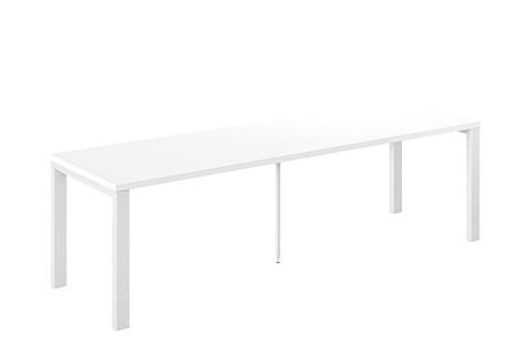 Ausziehbarer Esstisch Garant 130-265 x 80 cm für 4 6 8 10 Personen, Weiß Hochglanz, Metallgestell Weiß matt, Bild 3