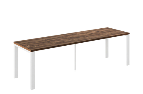 Ausziehbarer Esstisch Garant 130-265 x 80 cm für 4 6 8 10 Personen, Eiche Stirling, Metallgestell Weiß matt, Bild 3