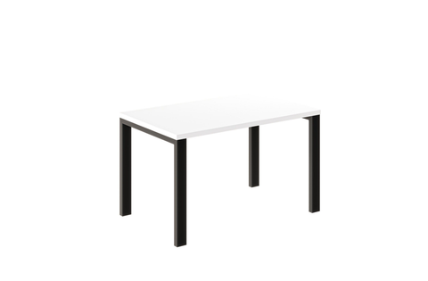 Ausziehbarer Esstisch Garant 130-220 x 80 cm für 4 6 8 Personen, Weiß Hochglanz, Metallgestell Schwarz, Bild 4