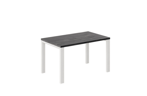Ausziehbarer Esstisch Garant 130-265 x 80 cm für 4 6 8 10 Personen, Beton Dunkel, Metallgestell Weiß matt, Bild 4