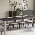Ausziehbarer Esstisch Garant 130-265 x 80 cm für 4 6 8 10 Personen, Beton Dunkel, Metallgestell Kaschmir matt, Bild 1
