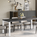 Ausziehbarer Esstisch Garant 80-215 x 80 cm für 2 4 6 8 Personen, Beton Dunkel, Metallgestell Weiß matt, Bild 1