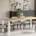 Ausziehbarer Esstisch Garant 130-220 x 80 cm für 4 6 8 Personen, Eiche Cremona, Metallgestell Weiß matt, Bild 1