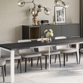 Ausziehbarer Esstisch Garant 130-265 x 80 cm für 4 6 8 10 Personen, Beton Dunkel, Metallgestell Weiß matt, Bild 1
