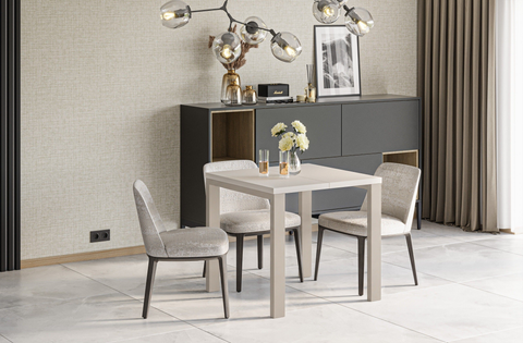 Ausziehbarer Esstisch Garant 80-170 x 80 cm für 2 4 6 Personen, Kaschmir, Metallgestell Kaschmir matt, Bild 2