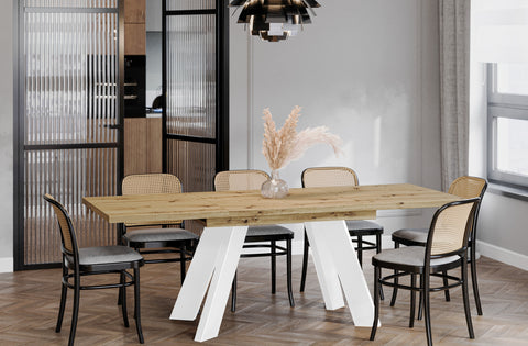 Ausziehbarer Esstisch "Como White" 130-210cm (Eiche Artisan) von Endo-Möbel bei coso-home