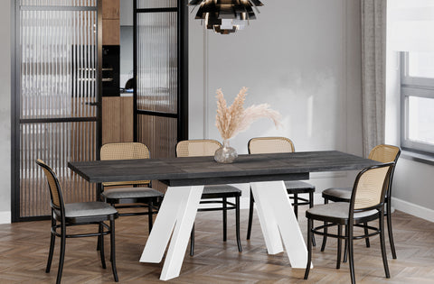 Ausziehbarer Esstisch "Como White" 130-210cm (Beton Dunkel) von Endo-Möbel bei coso-home
