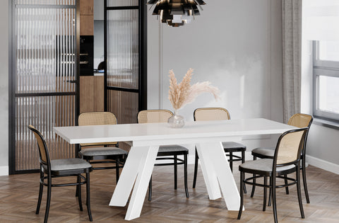 Ausziehbarer Esstisch "Como White" 130-210cm (Weiß Hochglanz) von Endo-Möbel bei coso-home
