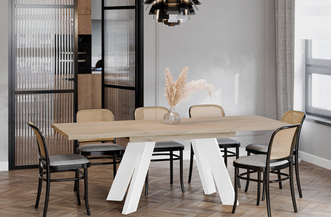 Ausziehbarer Esstisch "Como White" 130-210cm (Eiche Cremona) von Endo-Möbel bei coso-home