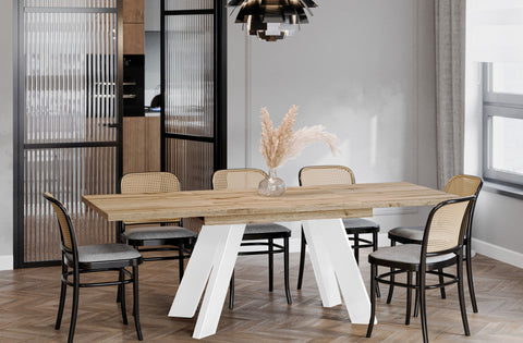 Ausziehbarer Esstisch "Como White" 130-210cm (Eiche Wotan) von Endo-Möbel bei coso-home
