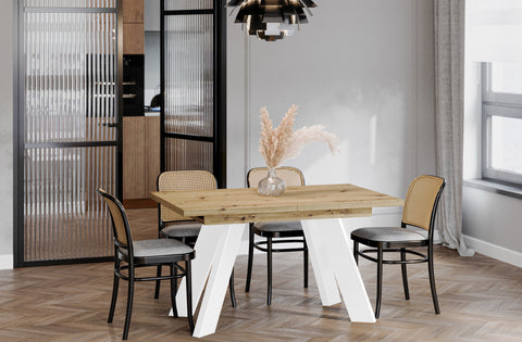 Ausziehbarer Esstisch "Como White" 130-210cm (Eiche Artisan) von Endo-Möbel bei coso-home