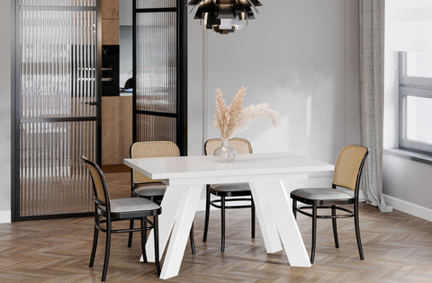 Ausziehbarer Esstisch "Como White" 130-210cm (Weiß Hochglanz) von Endo-Möbel bei coso-home
