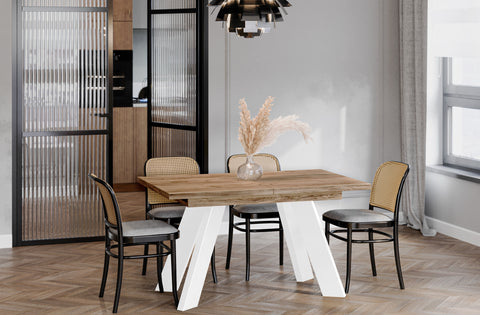 Ausziehbarer Esstisch "Como White" 130-210cm (Eiche Craft Gold) von Endo-Möbel bei coso-home