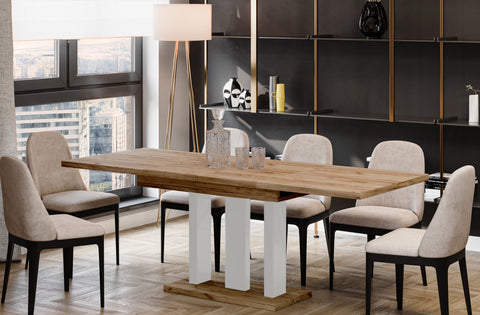 Ausziehbarer Esstisch "Appia White" 130-210cm (Eiche Craft Gold) von Endo-Möbel bei coso-home