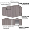 Hardmaister Metall Gerätehaus Hudson 277 x 319 cm Grau-Eiche - Satteldach Gartenhaus