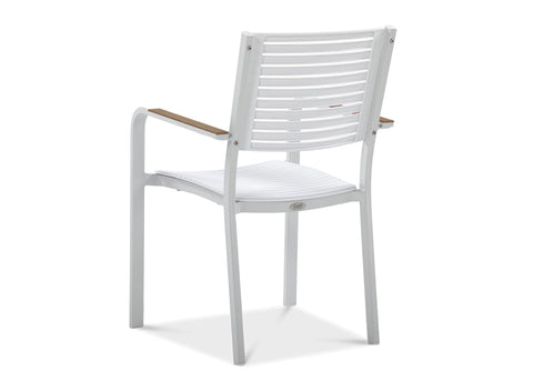 Focus Garden TACOMA 160/6 Essgruppe Weiß / Teak – Aluminium & Polywood Gartenmöbel-Set für 6 Personen