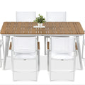 Focus Garden TACOMA 160/6 Essgruppe Weiß / Teak – Aluminium & Polywood Gartenmöbel-Set für 6 Personen