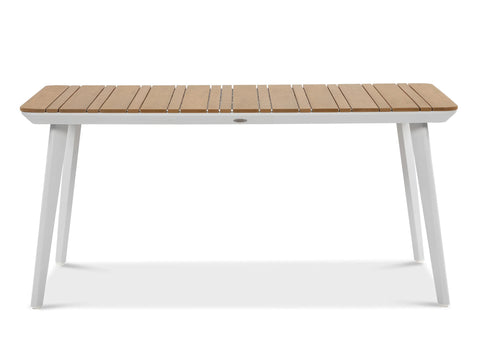 Focus Garden TACOMA 160/6 Essgruppe Weiß / Teak – Aluminium & Polywood Gartenmöbel-Set für 6 Personen