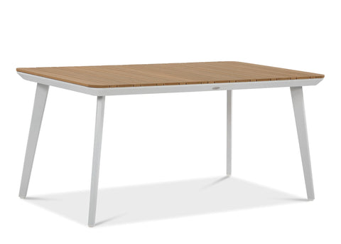 Focus Garden TACOMA 160/6 Essgruppe Weiß / Teak – Aluminium & Polywood Gartenmöbel-Set für 6 Personen