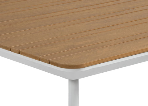 Focus Garden TACOMA 160/6 Essgruppe Weiß / Teak – Aluminium & Polywood Gartenmöbel-Set für 6 Personen