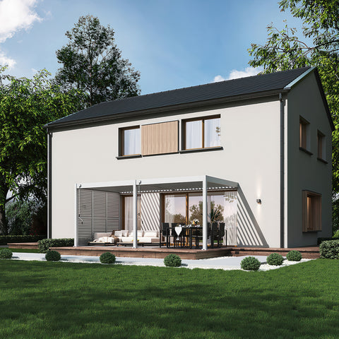 Gutroof Pergola "Elegance Wall" 3x6m - manuell, Wandmontage, Weiß von Gutroof bei coso-home