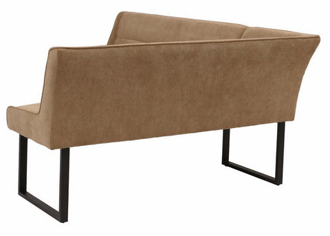 Eckbankgruppe Appia - Kaschmir / Beige mit 2 Drehstühlen in Hellbraun / Olivgrün - Lange Seite links, Rücken Variante 1