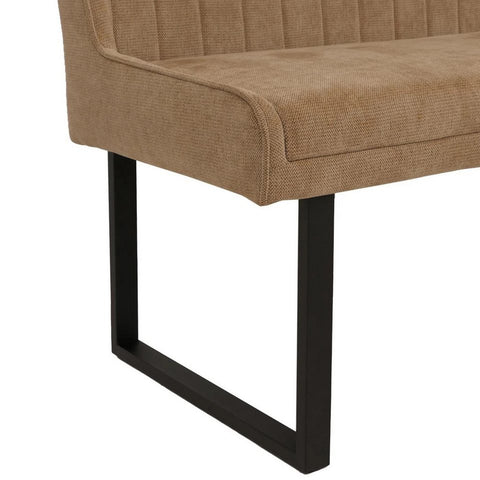 Eckbankgruppe Appia - Kaschmir / Beige mit 2 Drehstühlen in Hellbraun - Lange Seite links, Rücken Variante 2