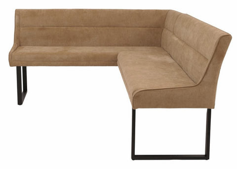 Eckbankgruppe Appia - Kaschmir / Beige mit 2 Drehstühlen in Hellbraun - Lange Seite rechts, Rücken Variante 1