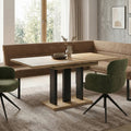 Eckbankgruppe Appia - Eiche Evoke mit 2 Drehstühlen in Hellbraun / Olivgrün - Lange Seite links, Rücken Variante 1