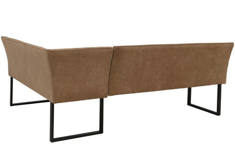Eckbankgruppe Appia - Kaschmir / Beige mit 2 Drehstühlen in Hellbraun - Lange Seite links, Rücken Variante 2