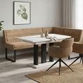 Eckbankgruppe Appia - Kaschmir / Beige mit 2 Drehstühlen in Hellbraun - Lange Seite links, Rücken Variante 1