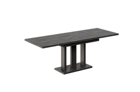 Essgruppe Appia - Beton Dunkel mit Eckbank und Sitzbank in Kunstleder Beige für 7 Personen