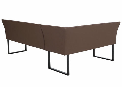Eckbankgruppe Appia - Beton Dunkel mit Eckbank und Sitzbank in Kunstleder Braun für 7 Personen