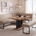 Essgruppe Appia - Eiche Artisan mit Eckbank und Sitzbank in Kunstleder Beige für 7 Personen