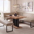 Eckbankgruppe Appia - Eiche Artisan mit Eckbank und Sitzbank in Kunstleder Beige für 7 Personen