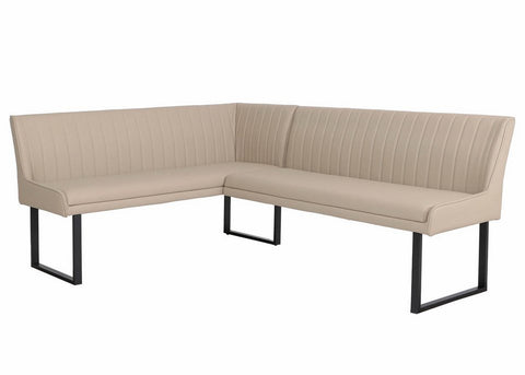 Eckbankgruppe Appia - Eiche Artisan mit Eckbank und Sitzbank in Kunstleder Beige für 7 Personen