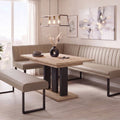 Eckbankgruppe Appia - Eiche Cremona mit Eckbank und Sitzbank in Kunstleder Beige für 7 Personen