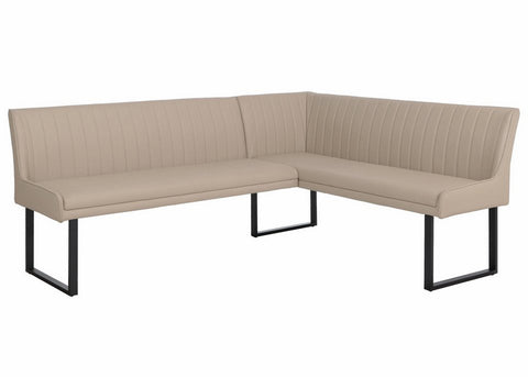 Essgruppe Appia - Eiche Cremona mit Eckbank und Sitzbank in Kunstleder Beige für 7 Personen