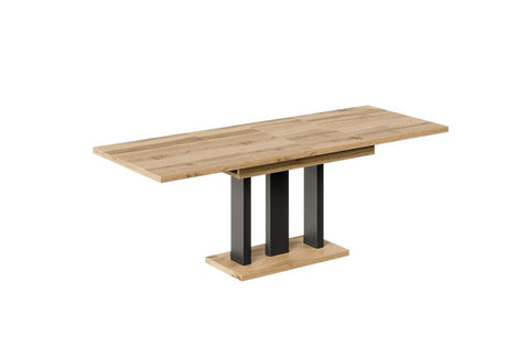 Essgruppe Appia - Eiche Wotan mit Eckbank und Sitzbank in Kunstleder Beige für 7 Personen