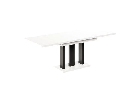 Essgruppe Appia - Weiss Hochglanz mit Eckbank und Sitzbank in Kunstleder Beige für 7 Personen