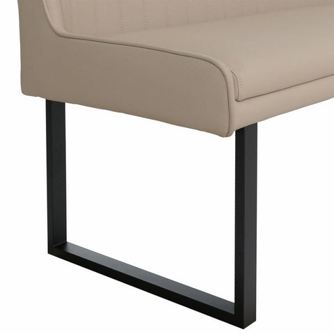 Essgruppe Appia - Weiss Hochglanz mit Eckbank und Sitzbank in Kunstleder Beige für 7 Personen