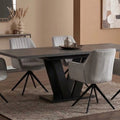 Essgruppe Lara - Beton Dunkel mit 6 Stühlen in Creme-Beige für 6 Personen
