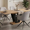 Essgruppe Lara - Eiche Artisan mit 6 Stühlen in Creme-Beige für 6 Personen